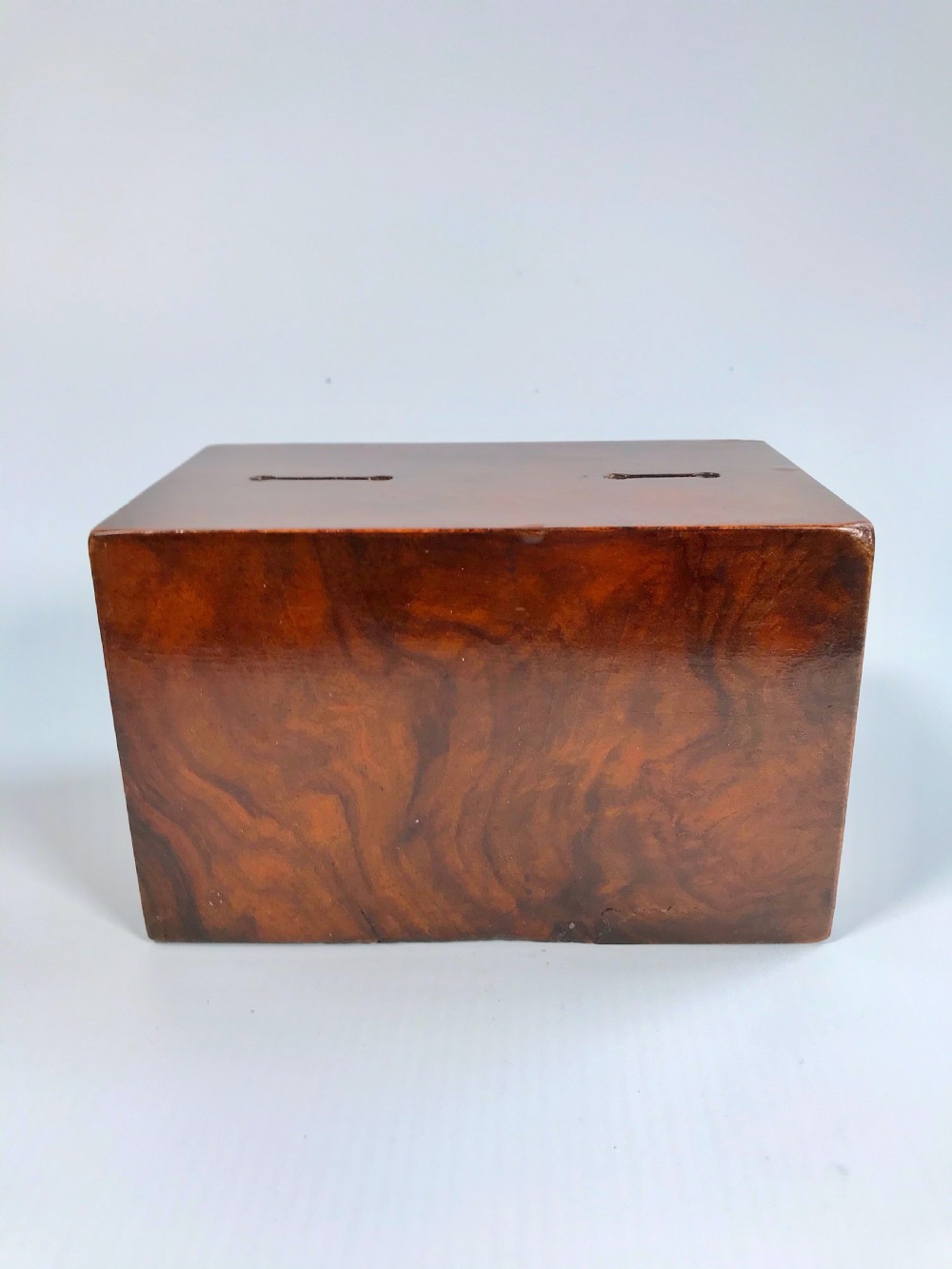 Antique Walnut Money Box - teo different size coin slots View III