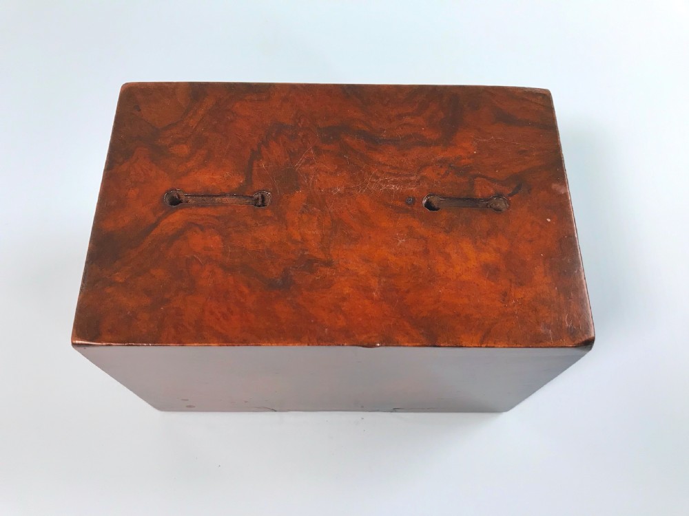 Antique Walnut Money Box - teo different size coin slots View IV