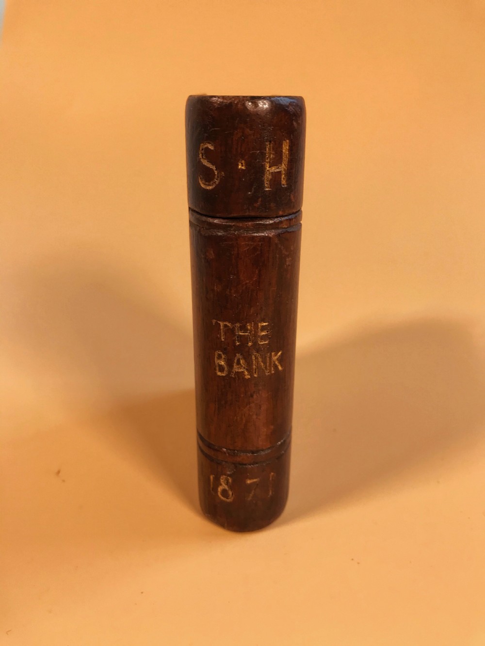 Antique money Box - Book Shaped dated 1871 View IV