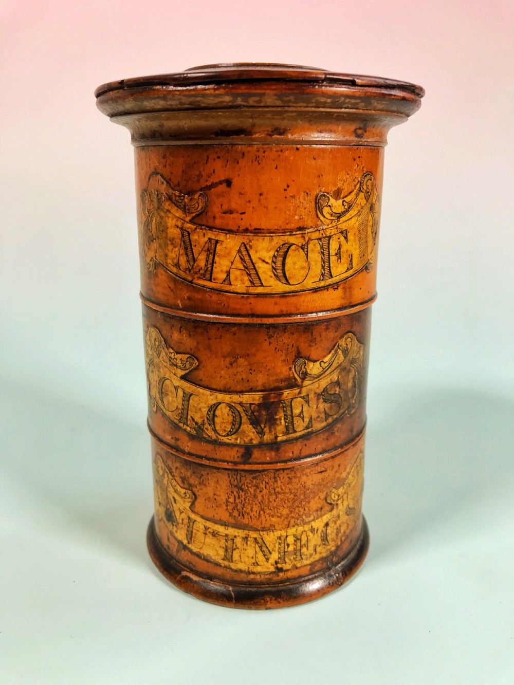 Antique Treen Three Tier Spice Tower