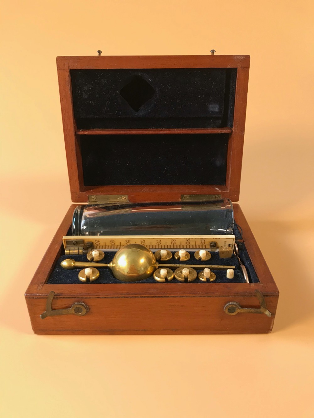 Antique Sikes Thermometer - complete withj weights, thermometer, float, glass cylinder etc View V