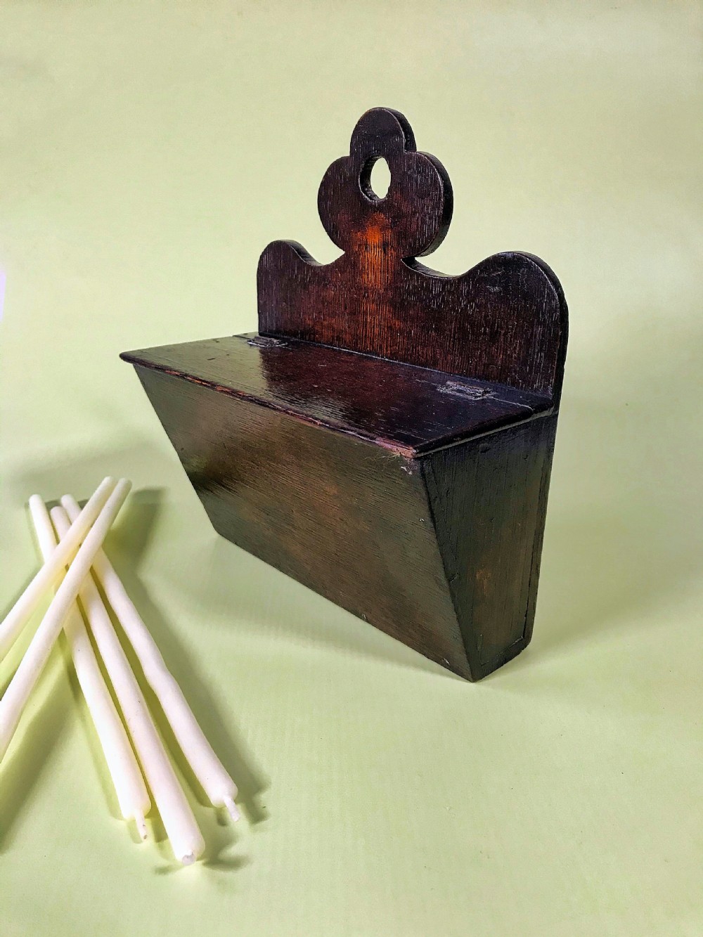 An Unusual Shaped Oak Candle/Wall Hanging Box