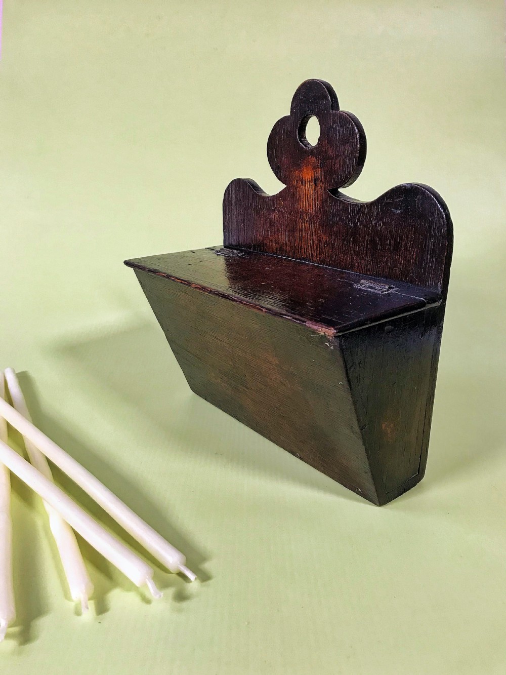 An Unusual Shaped Oak Candle/Wall Hanging Box View III