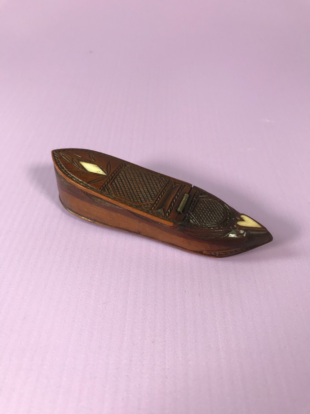 Antique Prisoner of War Snuff Shoe Box View II