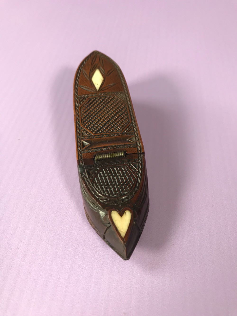 Antique Prisoner of War Snuff Shoe Box View III