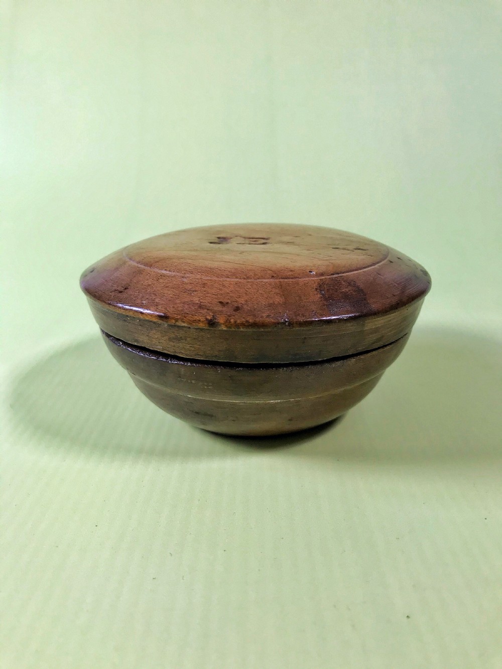 Antique Treen Mealey Beg or Lidded Butter Bowl