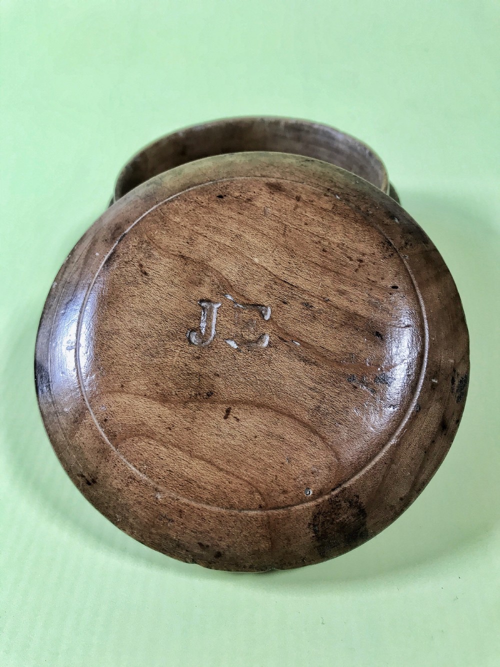 Antique Treen Mealey Beg or Lidded Butter Bowl View II