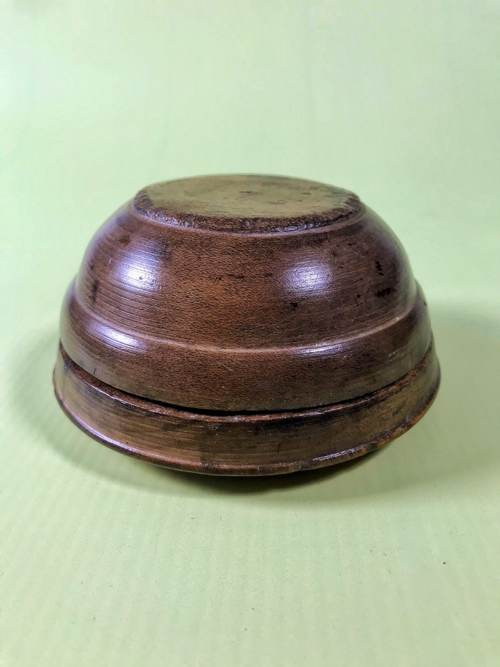 Antique Treen Mealey Beg or Lidded Butter Bowl View III
