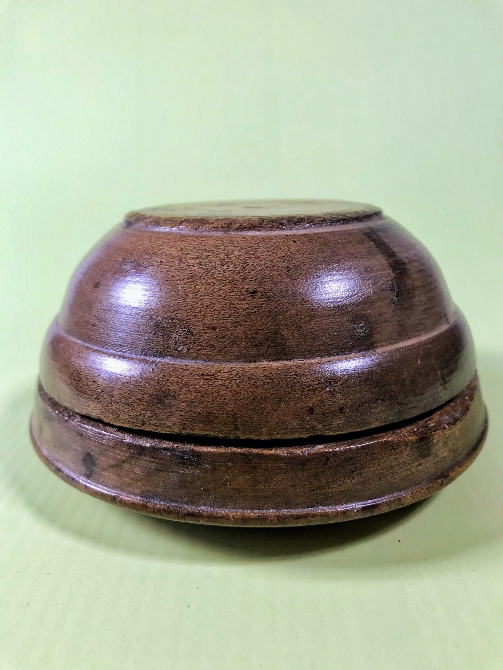 Antique Treen Mealey Beg or Lidded Butter Bowl View V