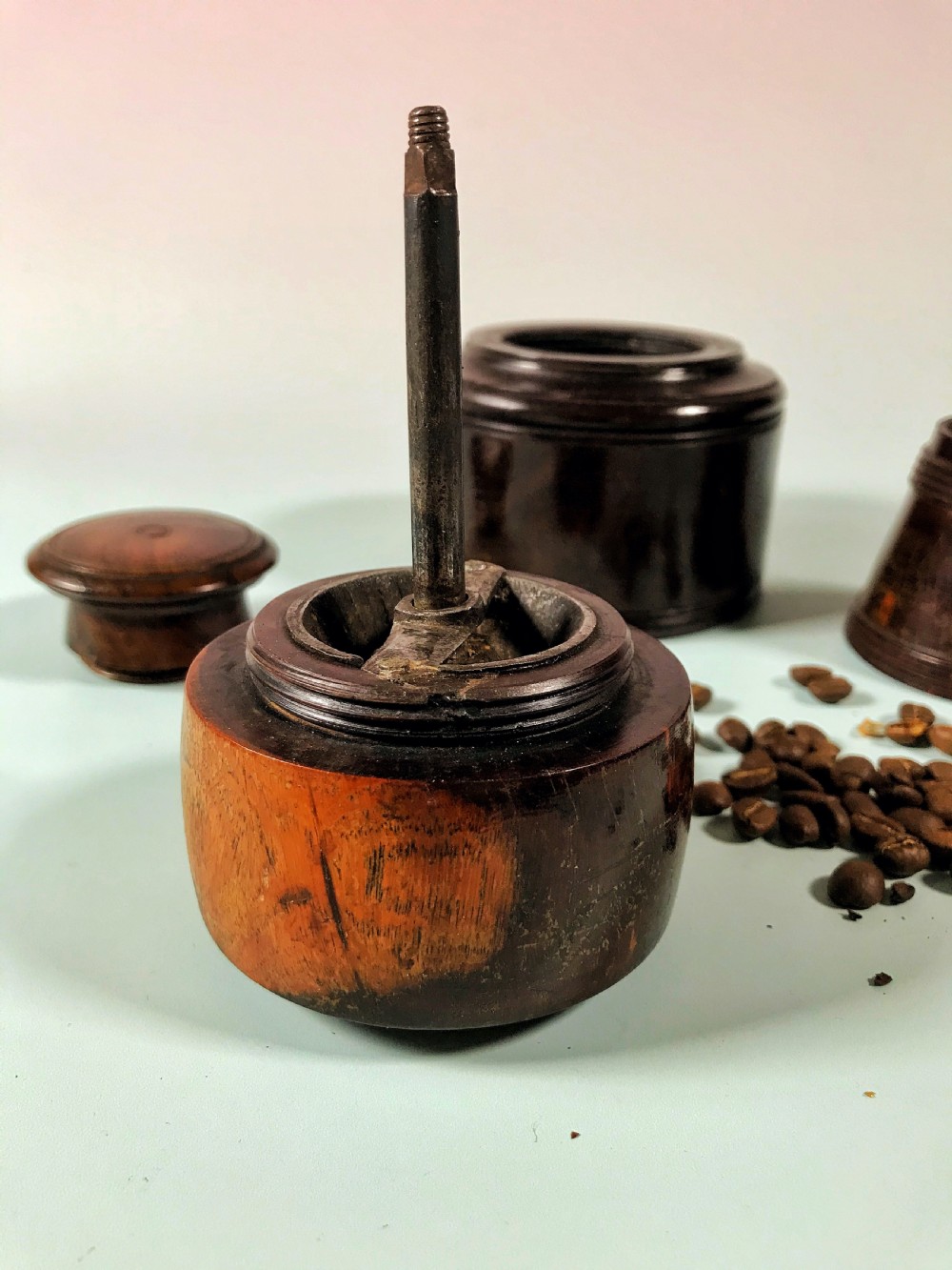 An 18th Century Antique Treen Coffee Grinder/ Mill View IV