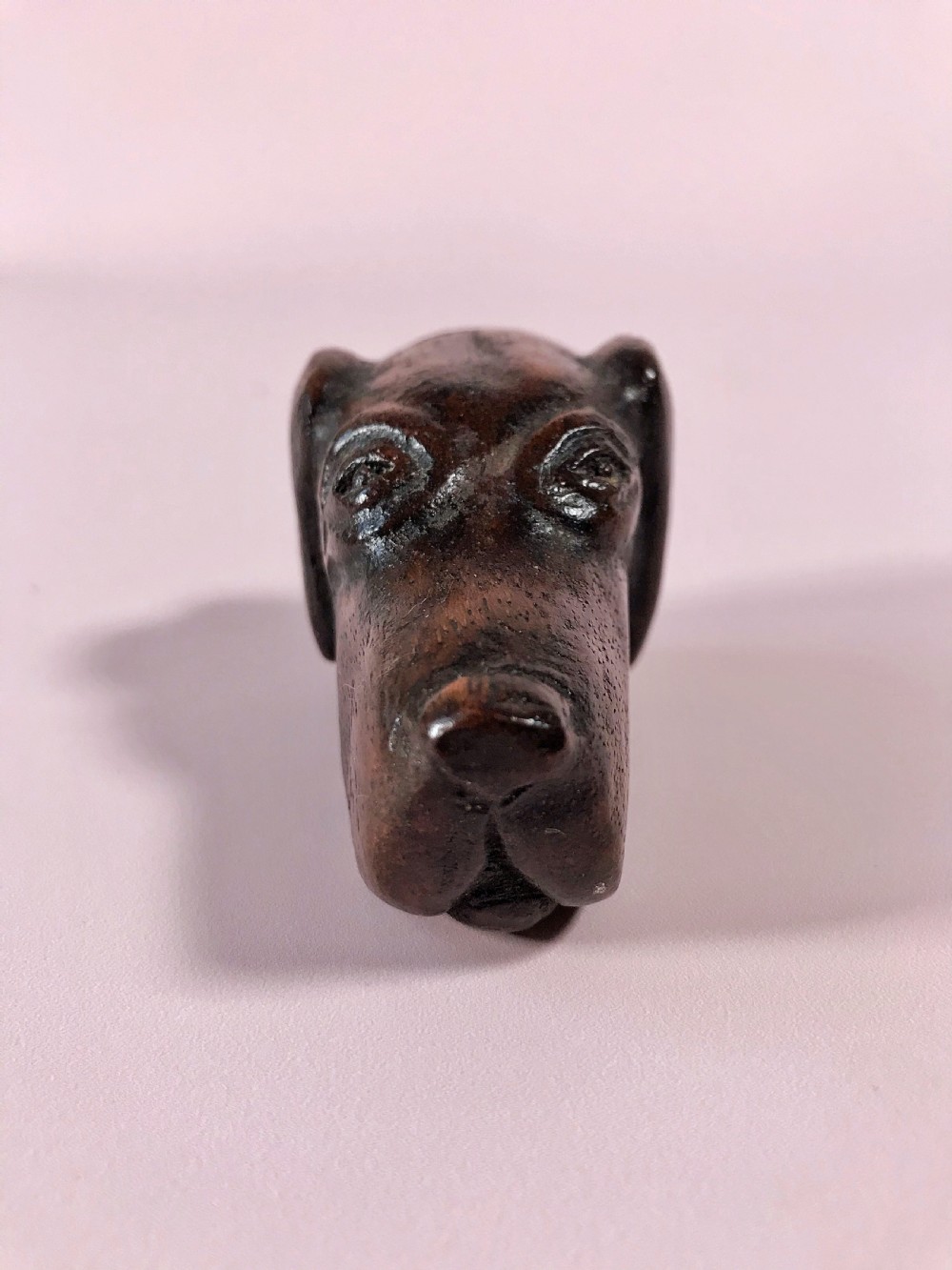 Antique Treen Snuff Box - Dogs Head View III