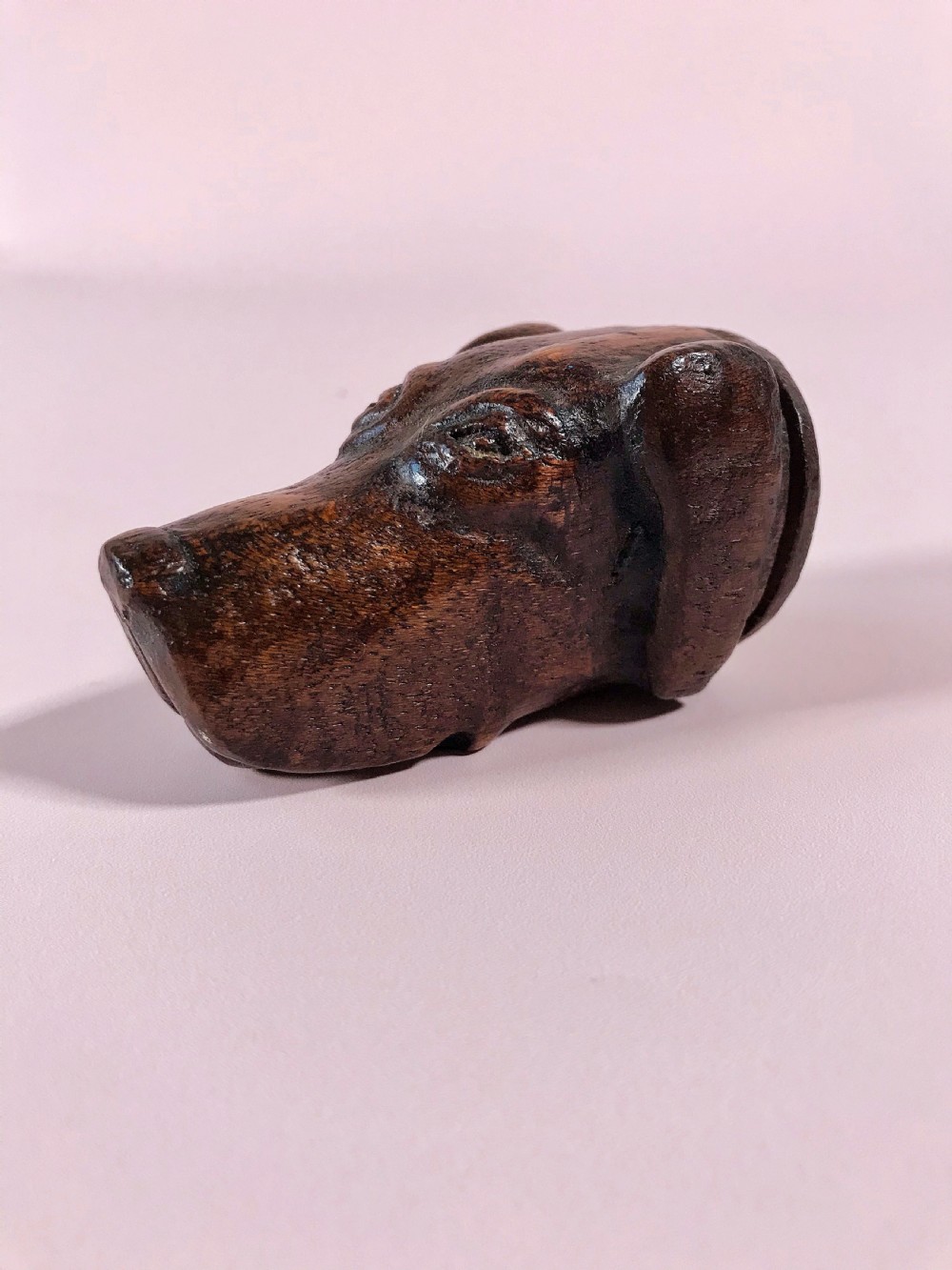 Antique Treen Snuff Box - Dogs Head View V