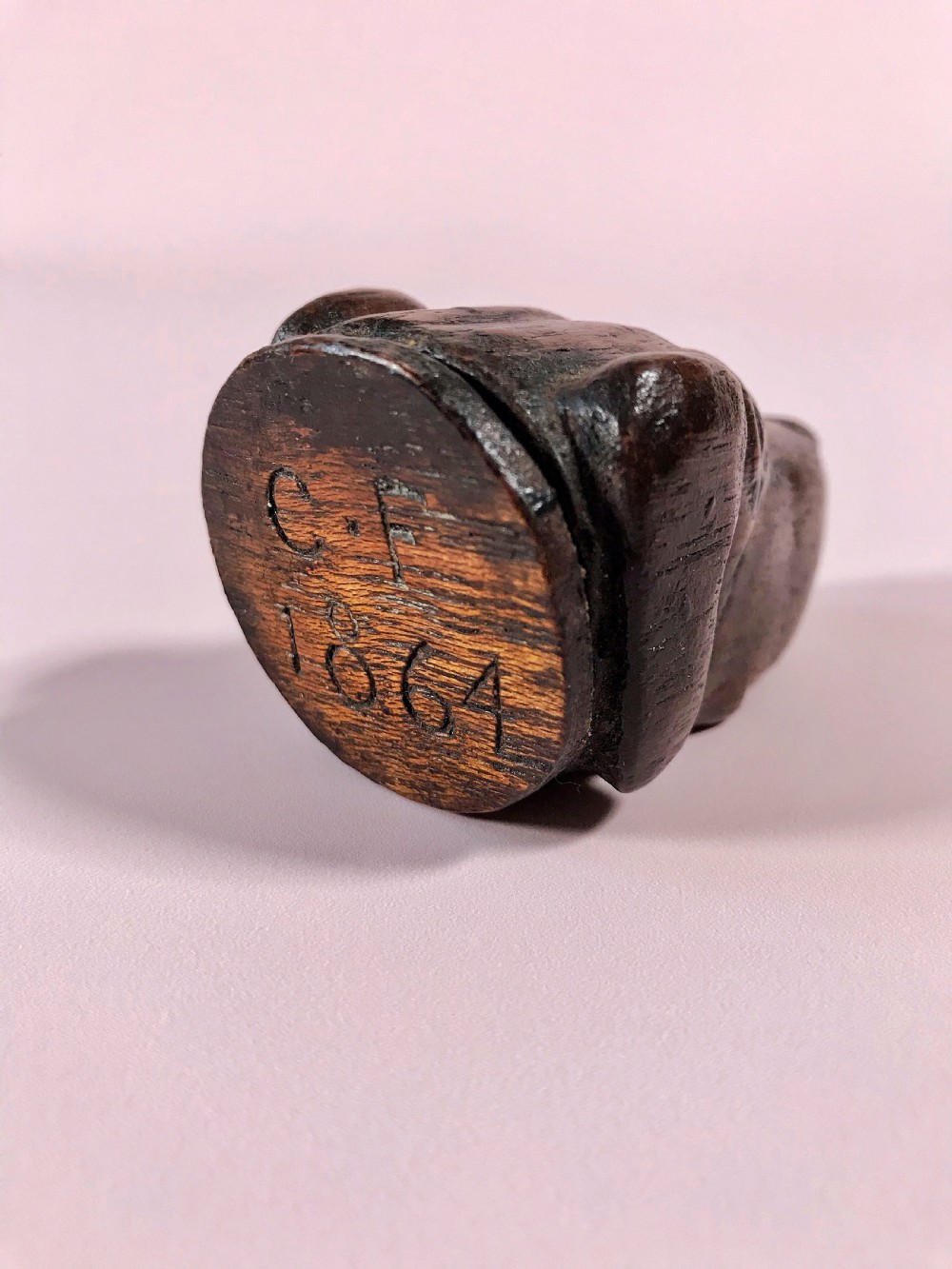 Antique Treen Snuff Box - Dogs Head View VI