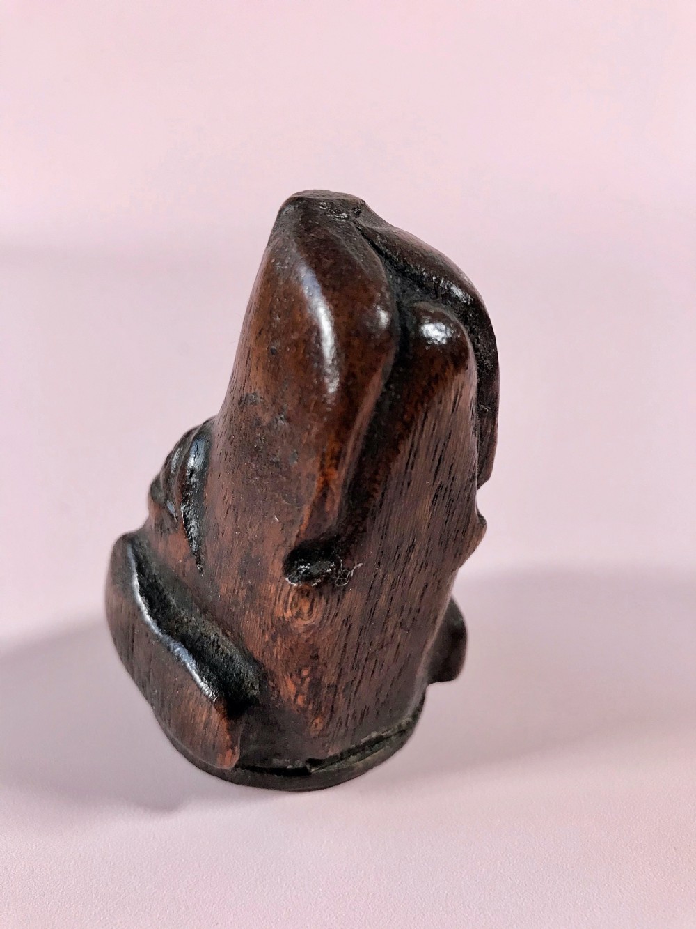 Antique Treen Snuff Box - Dogs Head View VII