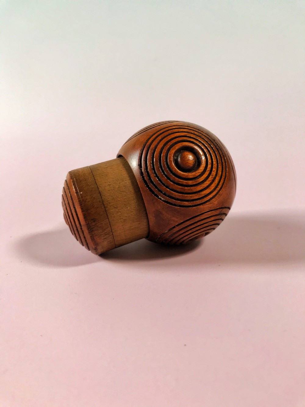 Antique Treen Puzzle Ball Snuff Box