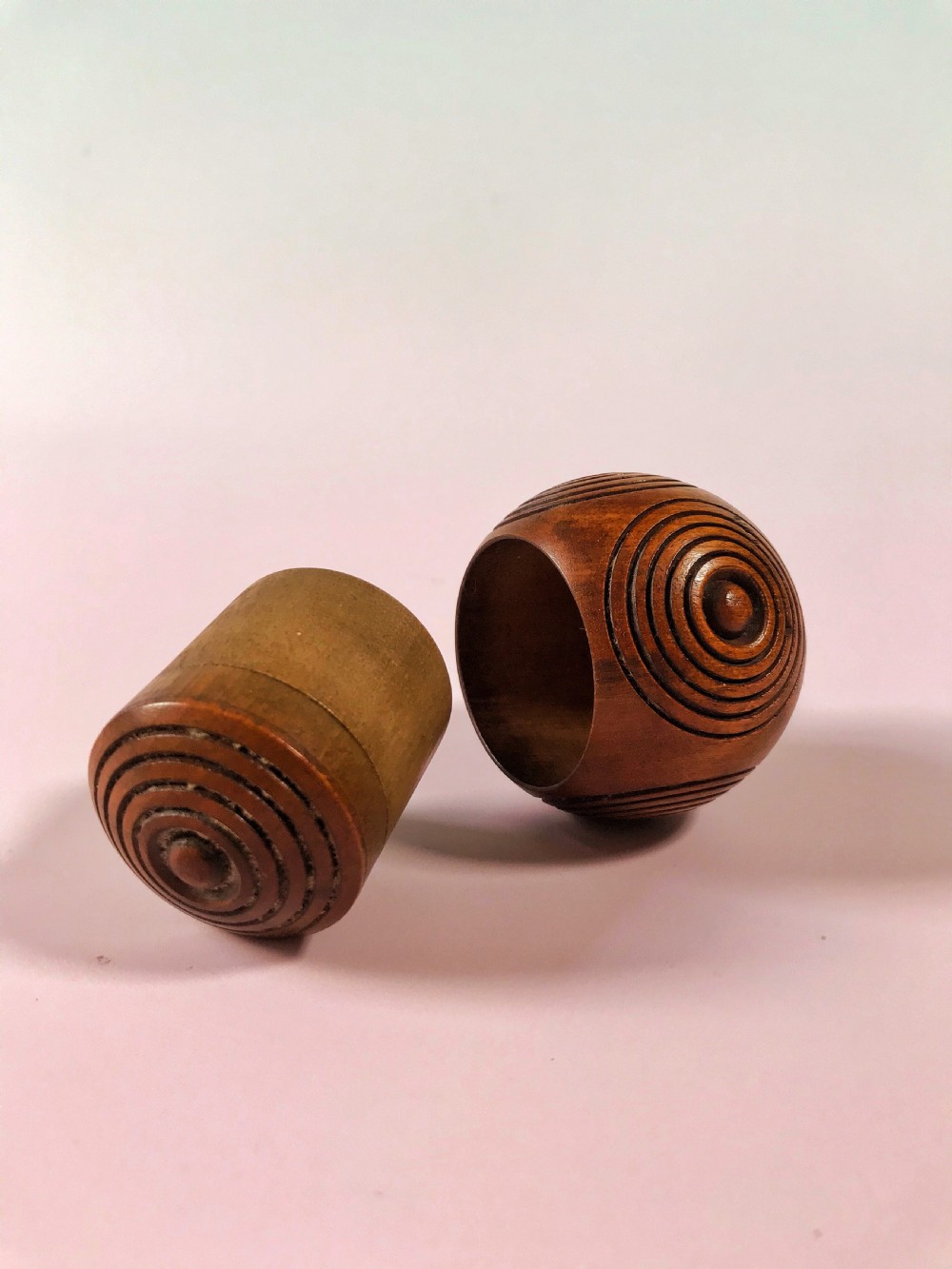 Antique Treen Puzzle Ball Snuff Box View II