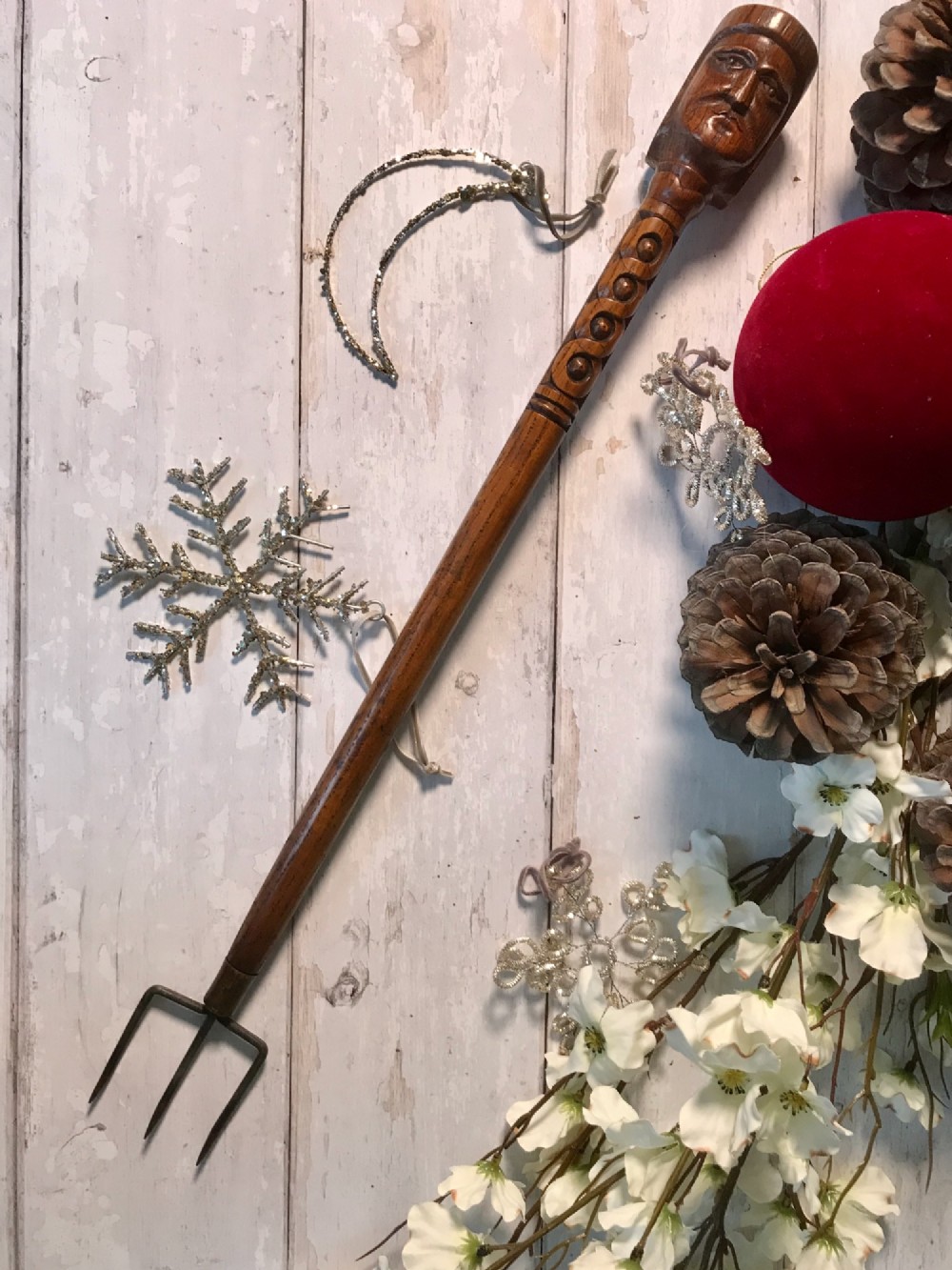 Antique Carved  Toasting Fork