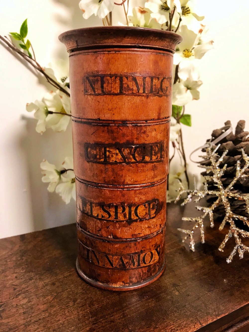 Antique Four Tier Spice Tower - original labels