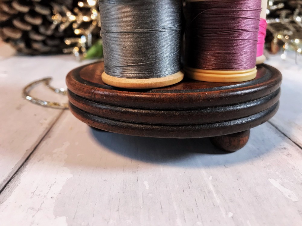Antique Sewing Tower - Reel Holder & Pin Cushion View II
