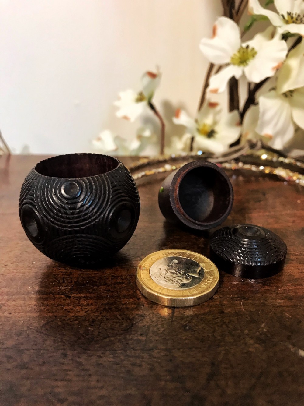 Antique Puzzle Ball - for storing half sovereigns etc