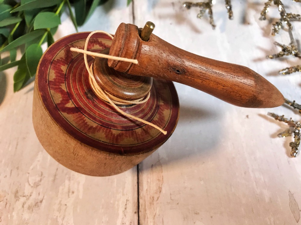 Antique Parachute Spinning Top - Six tops inside View II