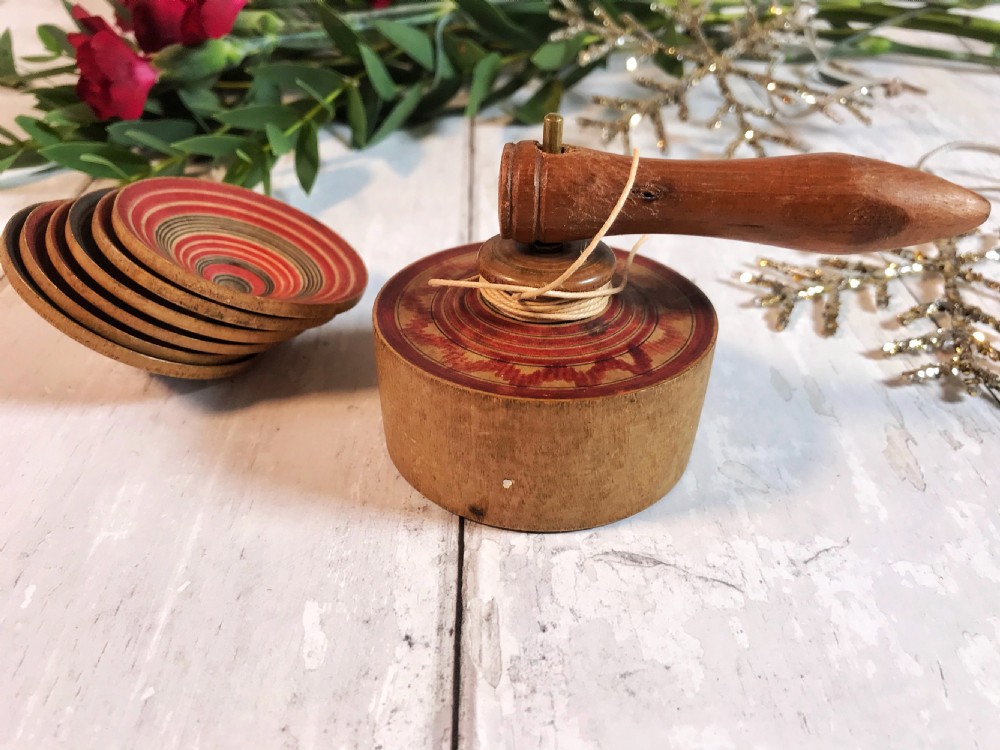 Antique Parachute Spinning Top - Six tops inside View IV