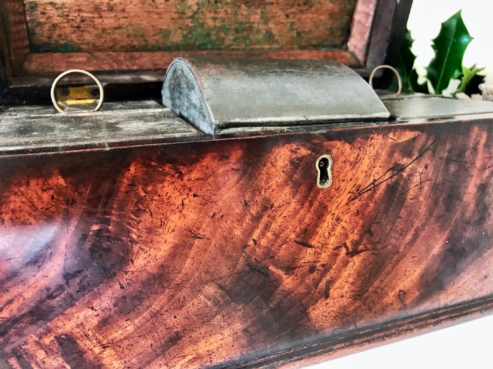 Antique Georgian Tea Caddy / Tea Chest - retaining its interior canisters View II