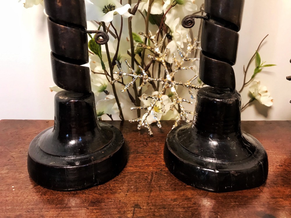 A Rare Pair of Antique Pair of  Spiral Candlesticks View IV