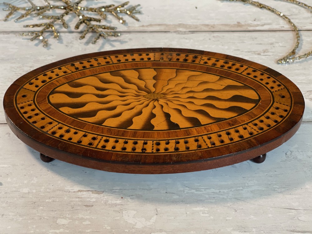 A Striking Georgian Oval Cribbage Board