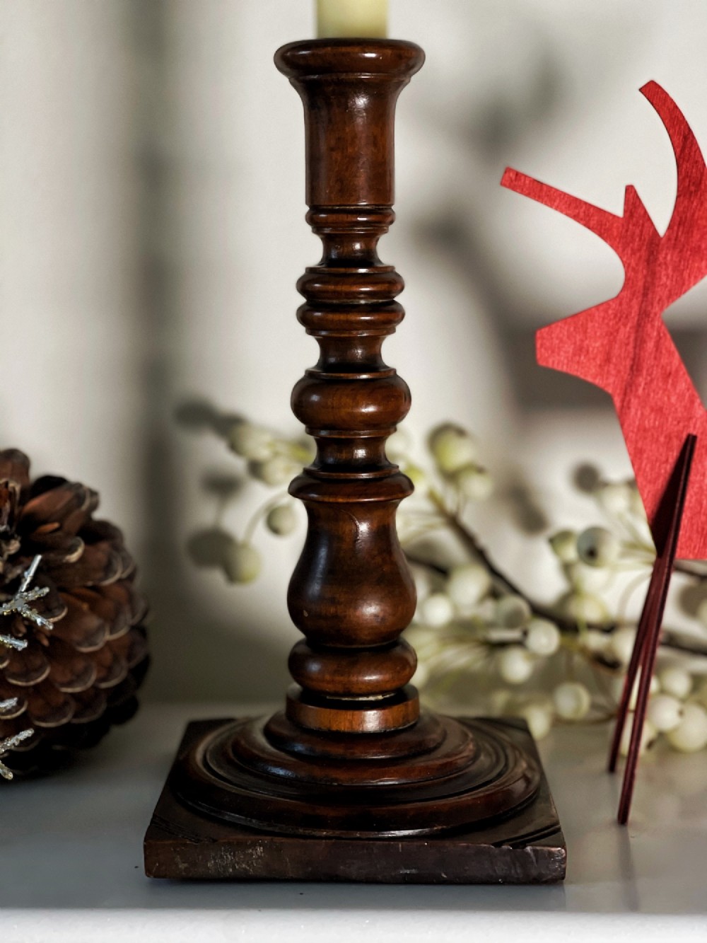 A Georgian Fruitwood Candle Stick - cherrywood