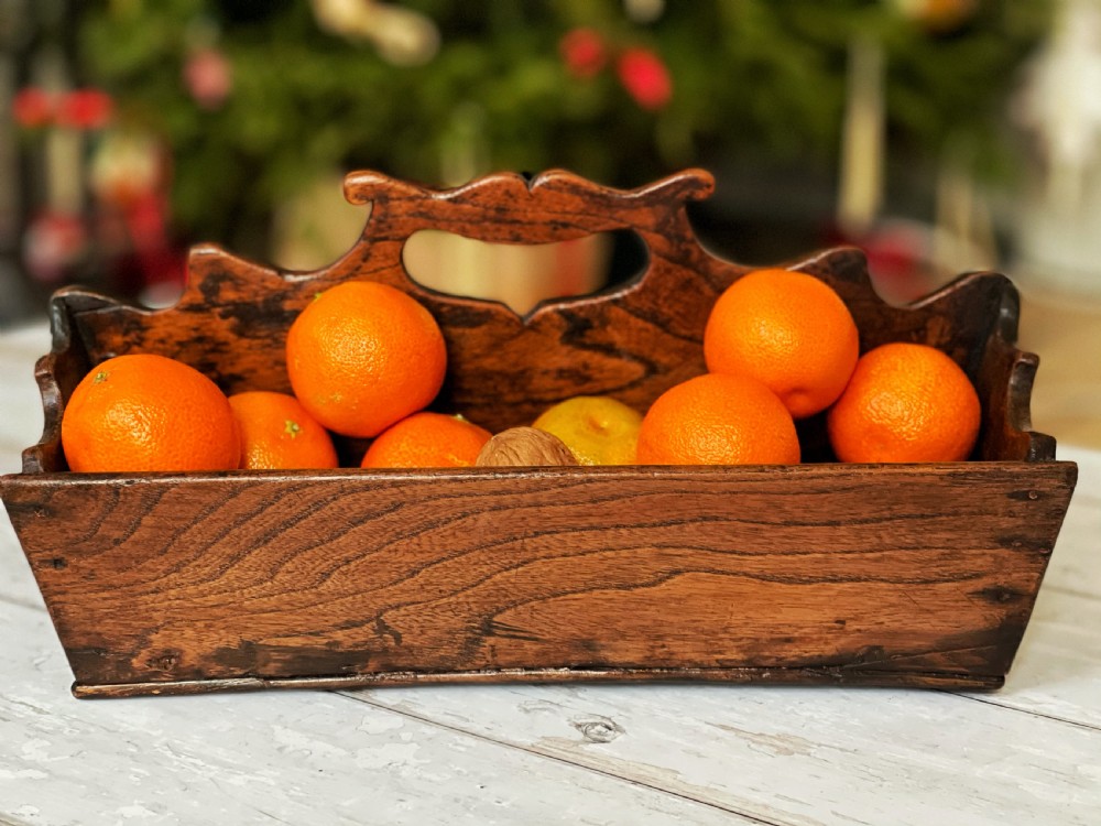 Antique Elm Cutlery Tray - lovely shaped sides