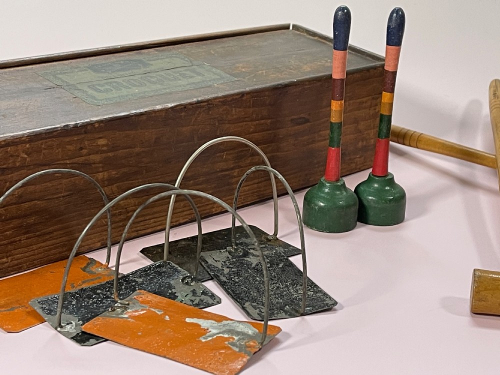 Antique Mini Croquet Game - original box View II