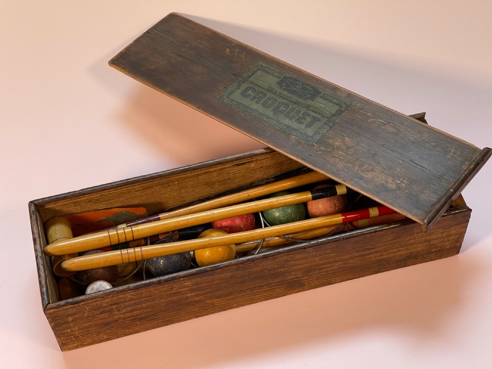 Antique Mini Croquet Game - original box View III