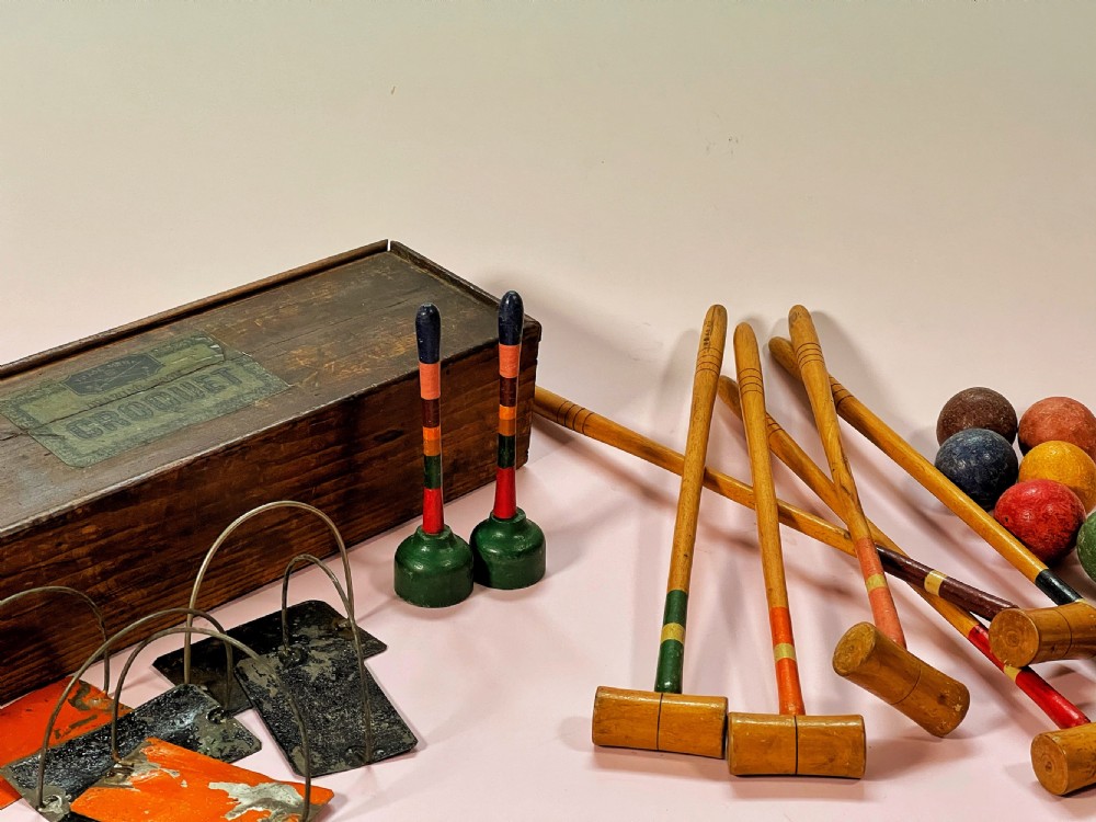 Antique Mini Croquet Game - original box View V