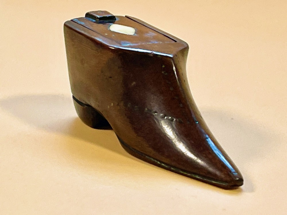 Antique Snuff Shoe Box - diamond inlay
