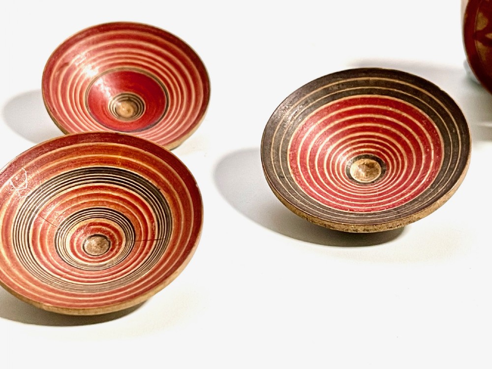Antique Parachute Spinning Top - six spinning tops inside View IV