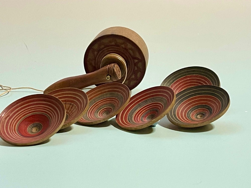 Antique Parachute Spinning Top - six spinning tops inside View VIII