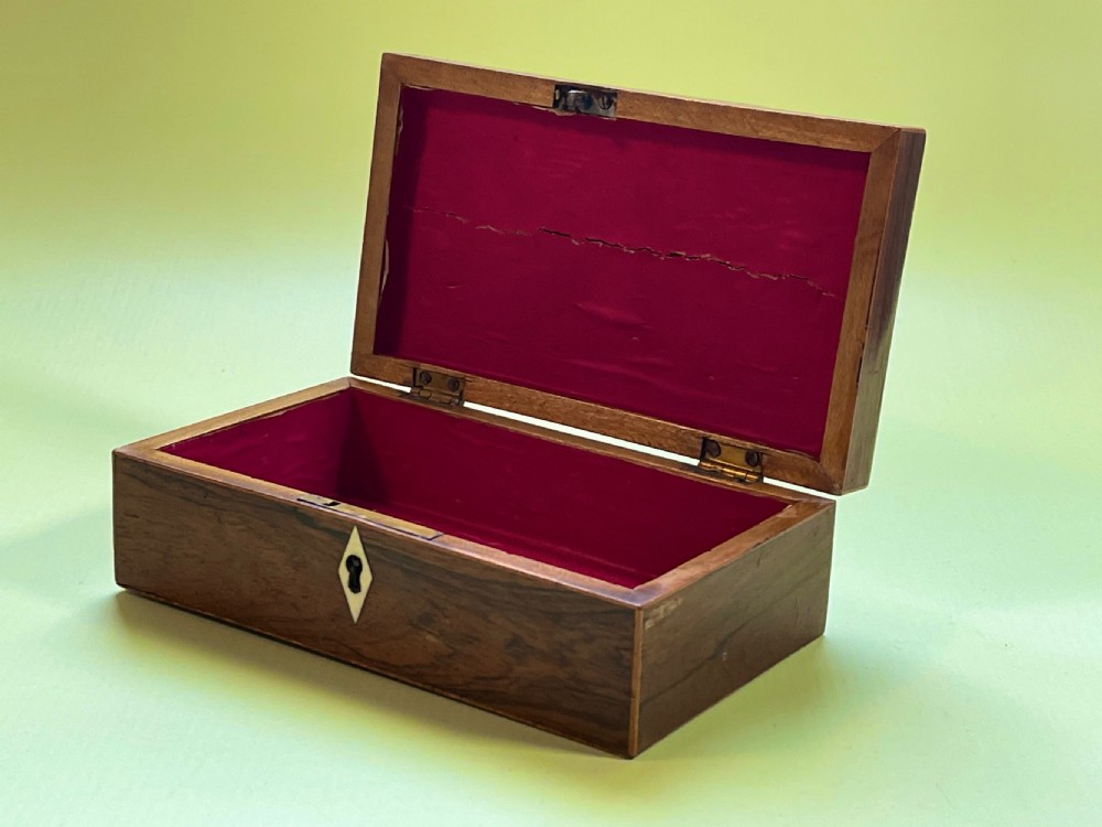Antique Tunbridge Ware Box - with tumbling cube decoration in various woods View III