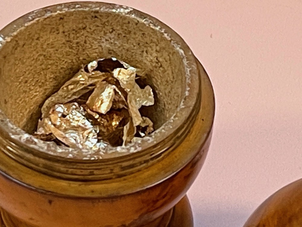 Antique Treen Pill Silverer with contents View III