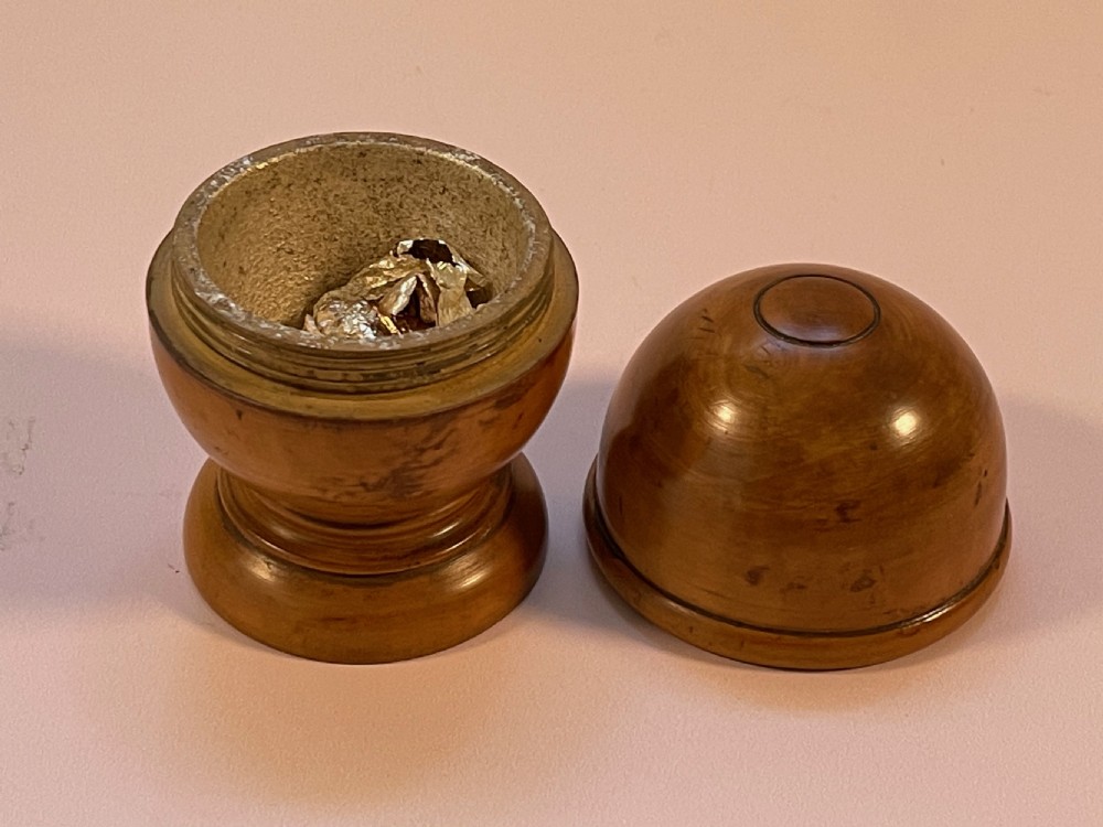 Antique Treen Pill Silverer with contents View VIII
