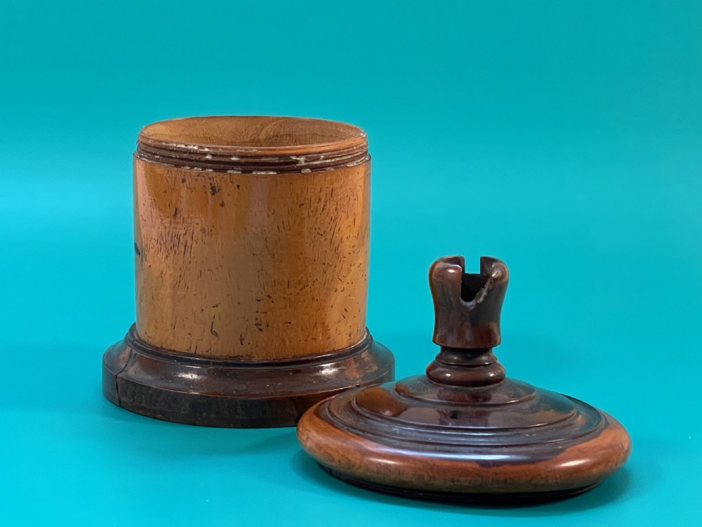 Antique Treen String Box  - with cutter blade View II