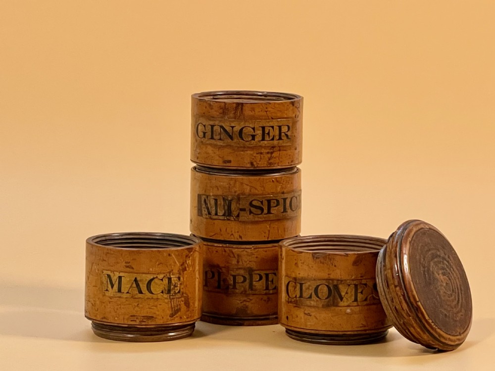 Antique Treen Five Section Spice Tower View II