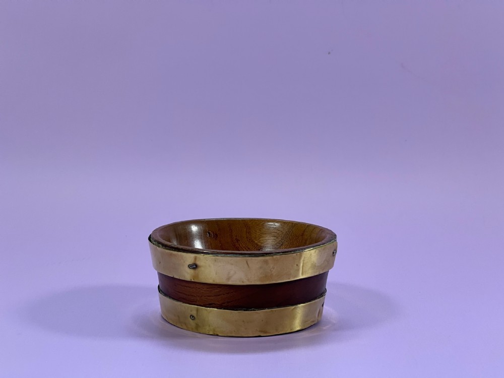 Antique Elm Bowl - brass bound