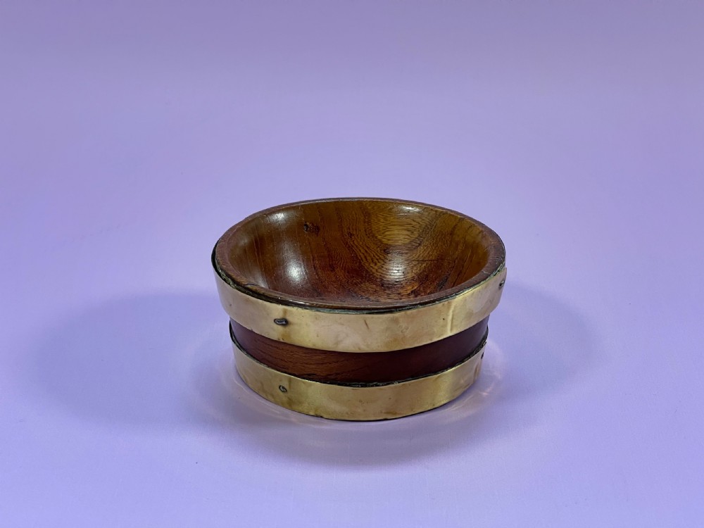 Antique Elm Bowl - brass bound View II