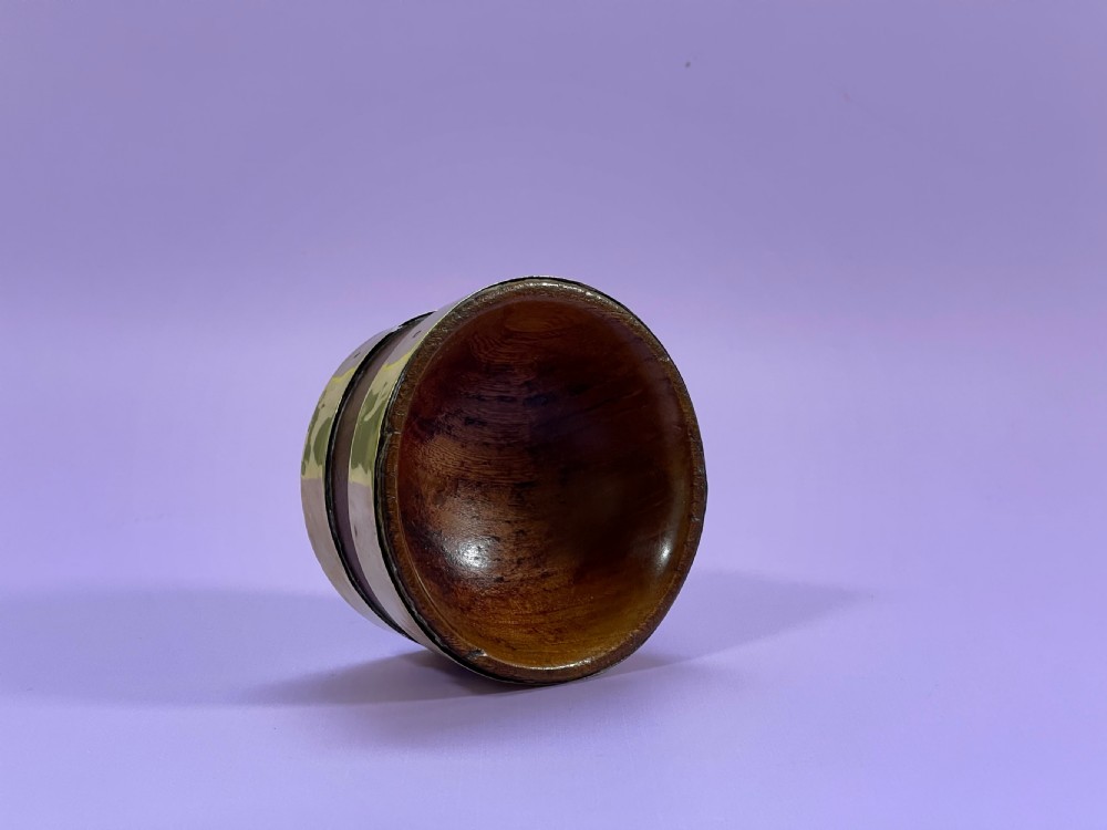 Antique Elm Bowl - brass bound View III