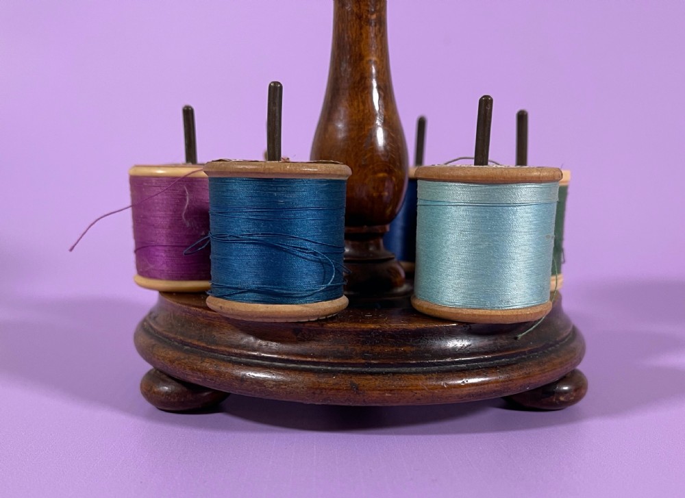 Antique Cotton Reel & Pin Stand View II