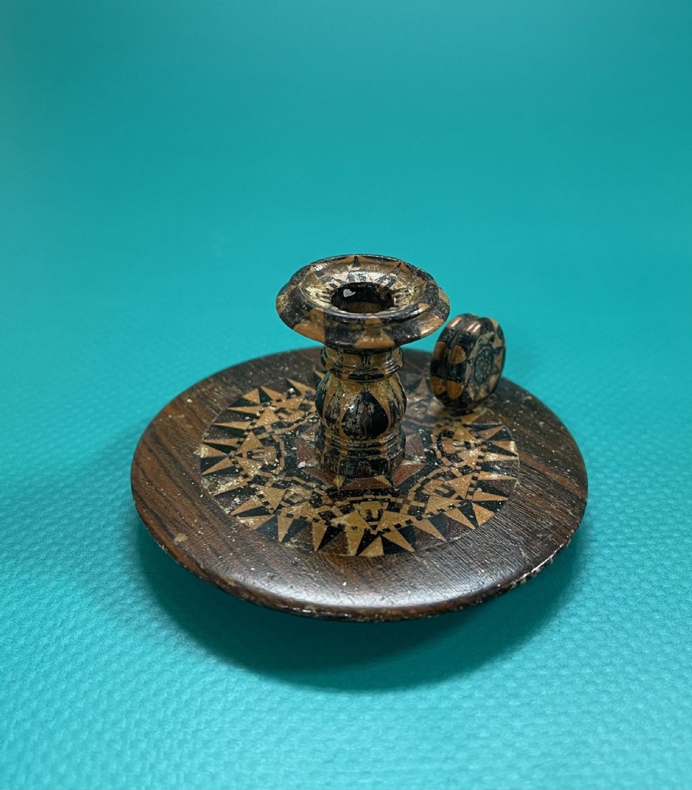 Antique Tunbridge Ware Candle Holder