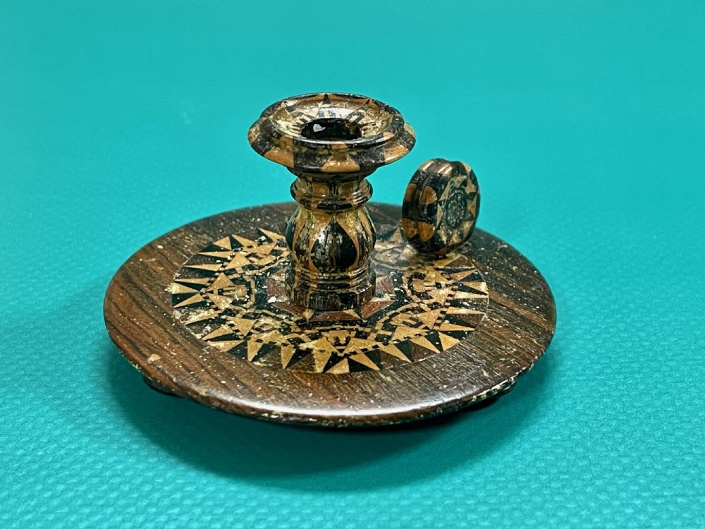 Antique Tunbridge Ware Candle Holder View III