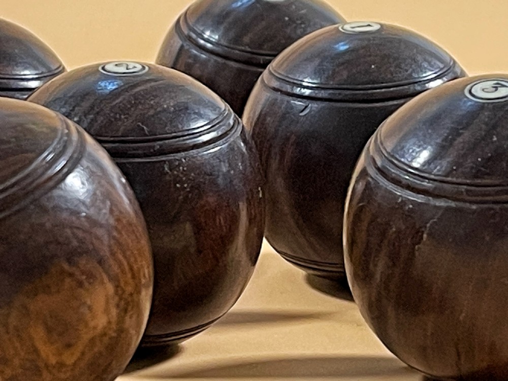 Antique Small Carpet Bowls & Jack - complete View II