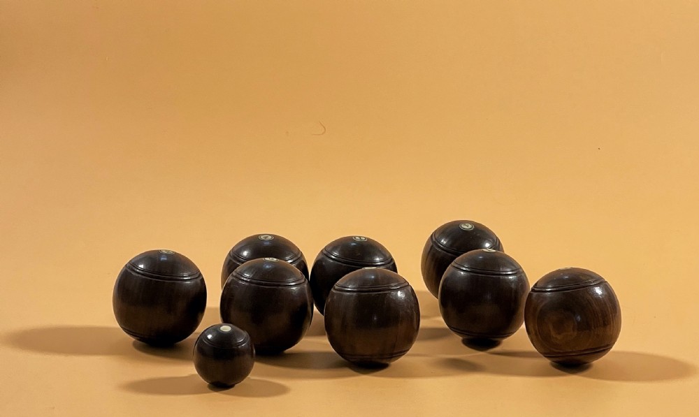 Antique Small Carpet Bowls & Jack - complete View III